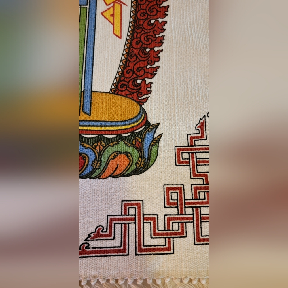 Tibetan Multicolor Wall Hanging with Mantra Design - Picture 4 of 5